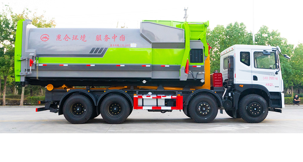 东风华神前四后八车厢可卸式垃圾车